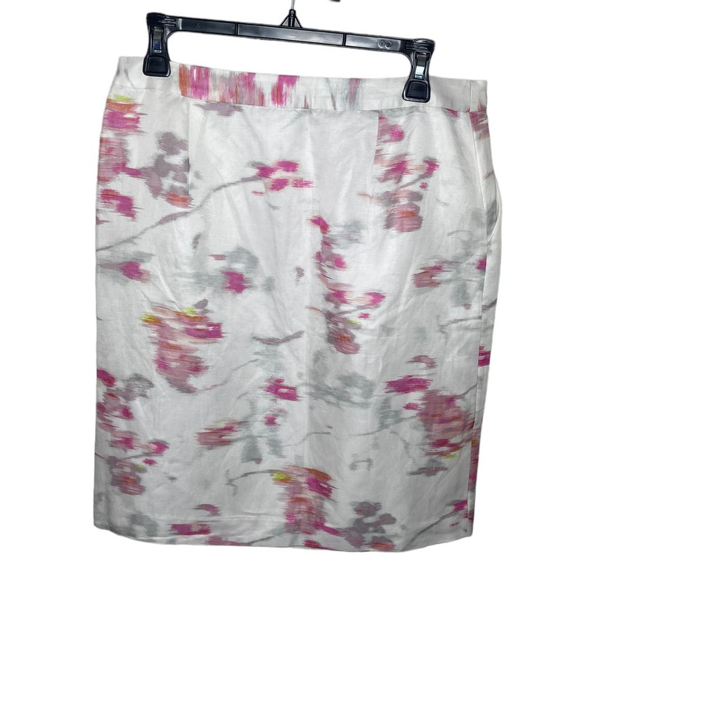 NWT Banana Republic White Pink Floral Abstract Wrap Style Skirt W/pockets-SZ 8 - Picture 5 of 6